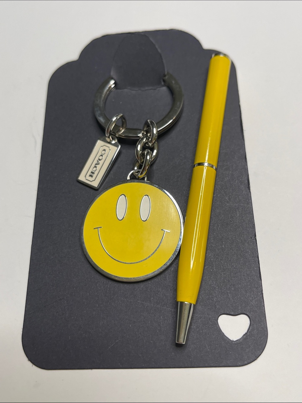 COACH Yellow Smiley Face Keychain and Coach Pen - Picture 5 of 5